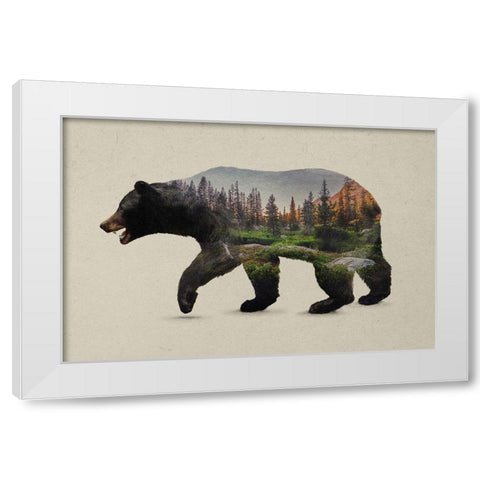 The North American Black Bear White Modern Wood Framed Art Print by Davies Babies