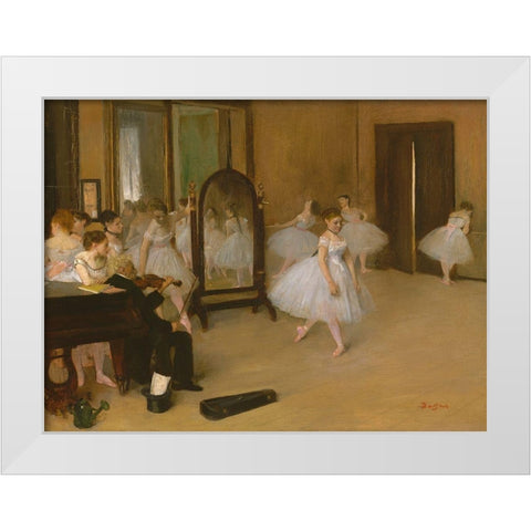 The Dancing Class White Modern Wood Framed Art Print by Degas, Edgar