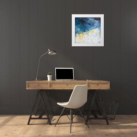 Yellow Bloom White Modern Wood Framed Art Print by Dennis, Patrick