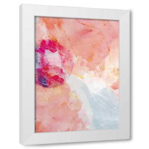Abstract Turquoise Pink No. 2 White Modern Wood Framed Art Print by Duncan-He, Louis