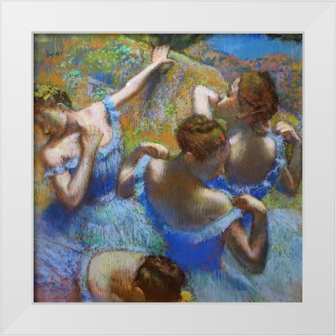 Ballerine dietro le quinte White Modern Wood Framed Art Print by Degas, Edgar