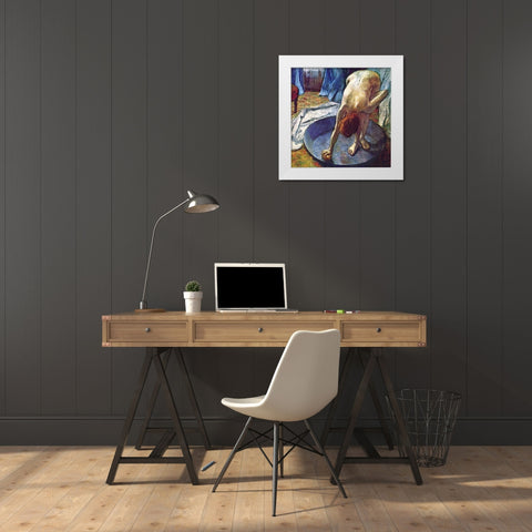 Frau in der Bedewanne White Modern Wood Framed Art Print by Degas, Edgar