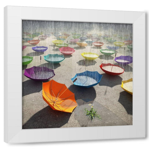 Downpour White Modern Wood Framed Art Print by Decker, Cynthia