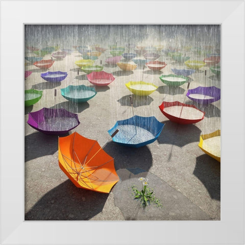 Downpour White Modern Wood Framed Art Print by Decker, Cynthia