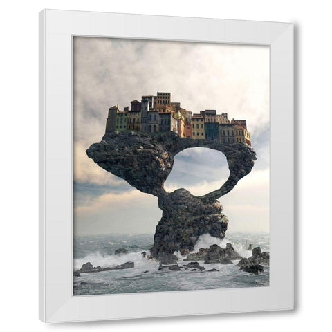 Precarious White Modern Wood Framed Art Print by Decker, Cynthia