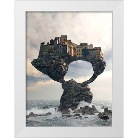 Precarious White Modern Wood Framed Art Print by Decker, Cynthia