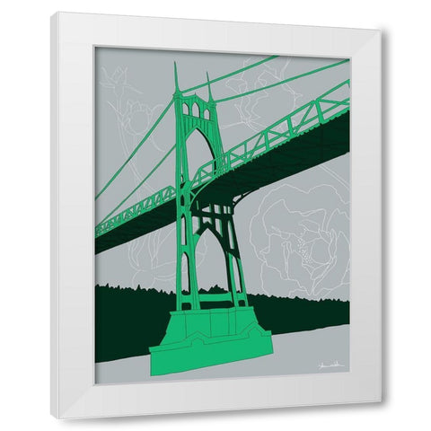 St. Johns Bridge - Portland White Modern Wood Framed Art Print by Donahue, Shane