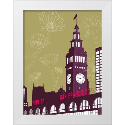 Ferry Building - San Francisco White Modern Wood Framed Art Print by Donahue, Shane