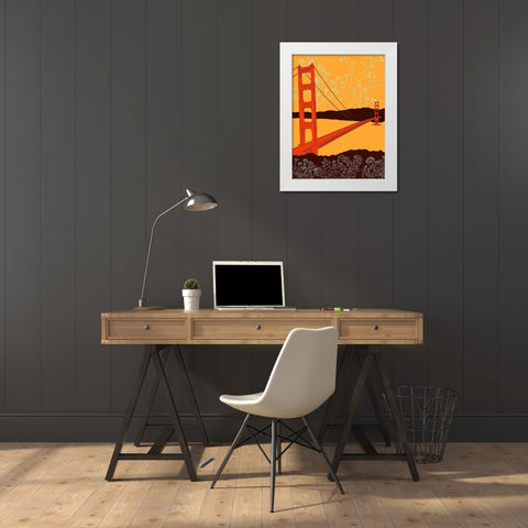 Golden Gate Bridge - Headlands White Modern Wood Framed Art Print by Donahue, Shane