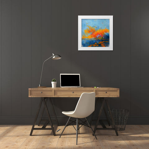 Blue on Blue White Modern Wood Framed Art Print by Dennis, Patrick
