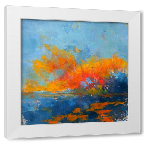 Blue on Blue White Modern Wood Framed Art Print by Dennis, Patrick