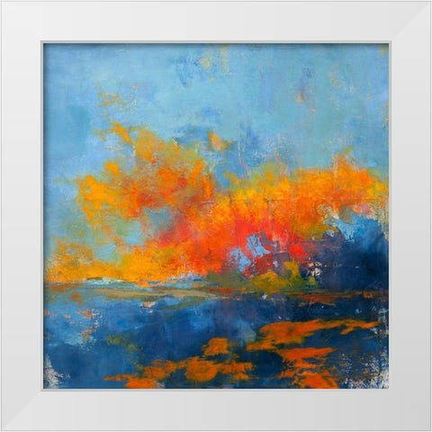 Blue on Blue White Modern Wood Framed Art Print by Dennis, Patrick