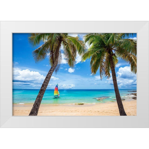 Postcard From Paradise White Modern Wood Framed Art Print by Davis, Lizzy