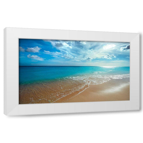 Turquoise Tranquility White Modern Wood Framed Art Print by Davis, Lizzy