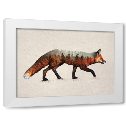 The Red Fox White Modern Wood Framed Art Print by Davies Babies