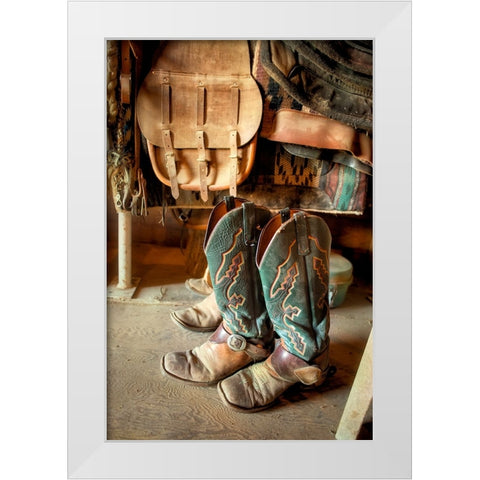 Old Boots White Modern Wood Framed Art Print by Dearing, Lisa