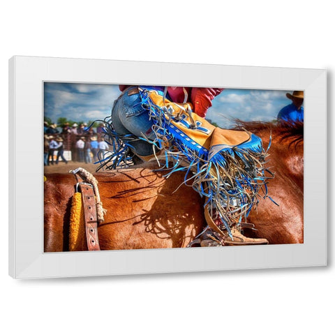 The Bronc Rider White Modern Wood Framed Art Print by Dearing, Lisa