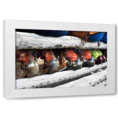 Boots and Spurs White Modern Wood Framed Art Print by Dearing, Lisa