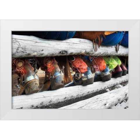 Boots and Spurs White Modern Wood Framed Art Print by Dearing, Lisa