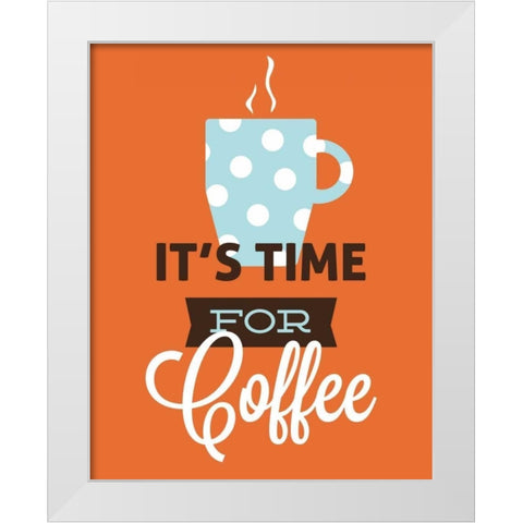 Coffee Time - Orange White Modern Wood Framed Art Print by Duncan, Genesis