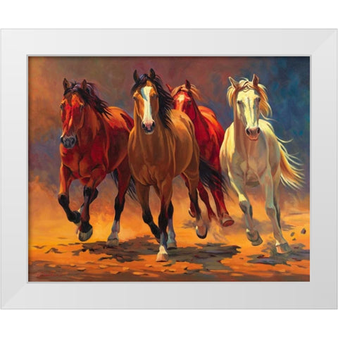 Hoofbeats and Heartbeats White Modern Wood Framed Art Print by Davidson, Nancy