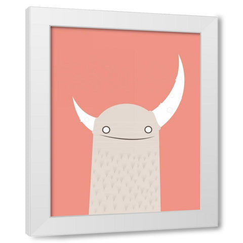 Moonster White Modern Wood Framed Art Print by Dalyan, Volkan
