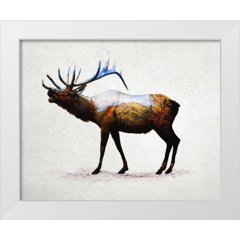 Rocky Mountain Elk White Modern Wood Framed Art Print by Davies Babies
