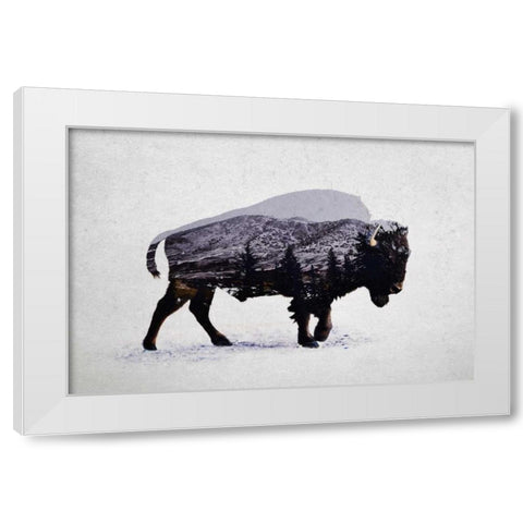 The American Bison White Modern Wood Framed Art Print by Davies Babies