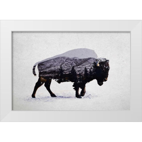 The American Bison White Modern Wood Framed Art Print by Davies Babies