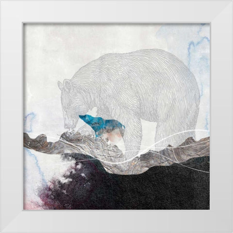 Bear 2 White Modern Wood Framed Art Print by Duncan-He, Louis