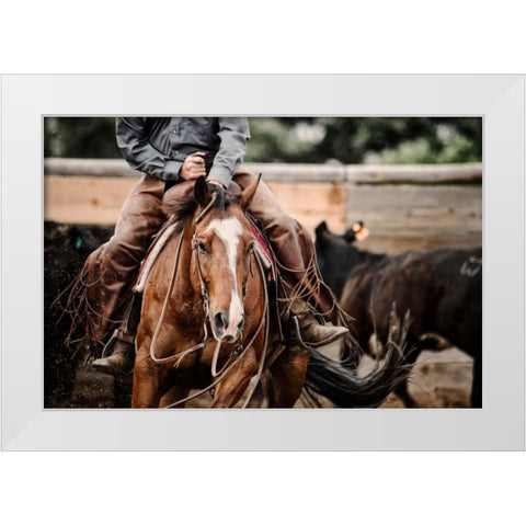 Cutting Horse White Modern Wood Framed Art Print by Dearing, Lisa