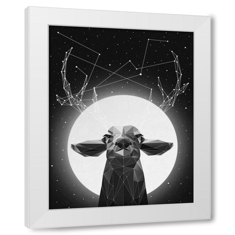 Banyon Deer White Modern Wood Framed Art Print by Davies Babies