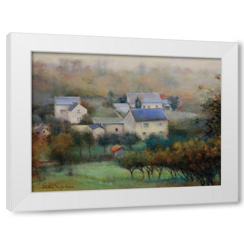 Countryside Hamlet White Modern Wood Framed Art Print by Engelman, Esther