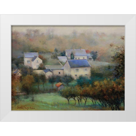 Countryside Hamlet White Modern Wood Framed Art Print by Engelman, Esther
