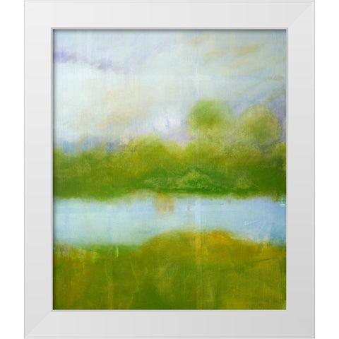 Purple and Green Landscape White Modern Wood Framed Art Print by Engeln, Skadi
