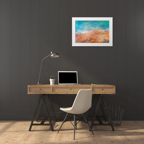 Somewhere Beyond The Sea White Modern Wood Framed Art Print by Edwards, Brazen