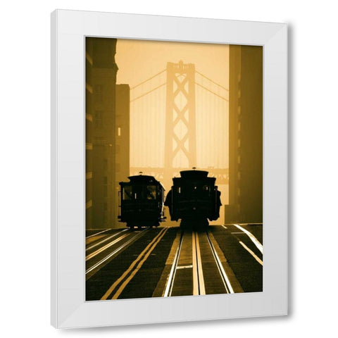 Cable Cars San Francisco White Modern Wood Framed Art Print by Funk, Mitchell