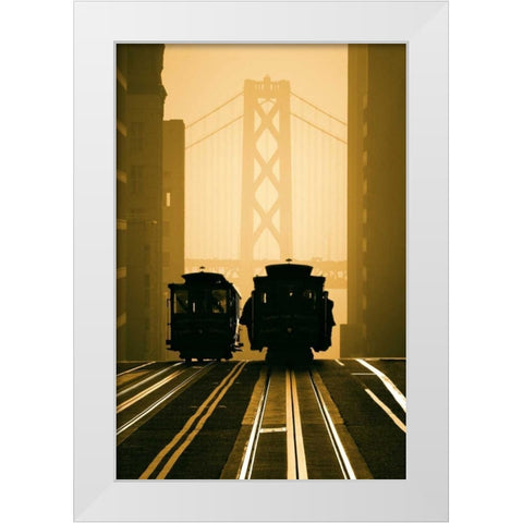 Cable Cars San Francisco White Modern Wood Framed Art Print by Funk, Mitchell