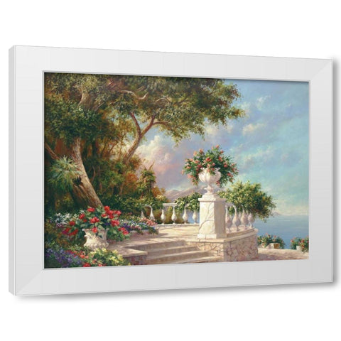 Balcony at Lake Como White Modern Wood Framed Art Print by Fronckowiak, Art