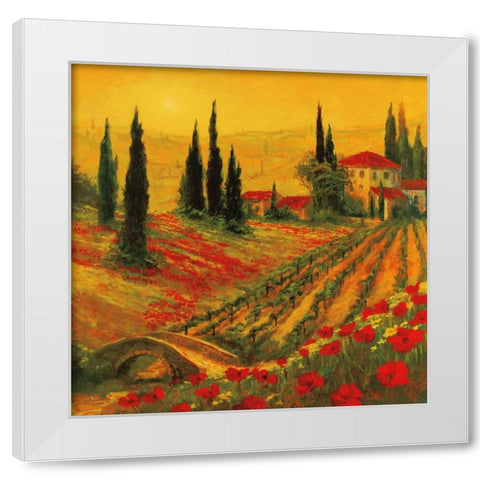 Poppies of Toscano I White Modern Wood Framed Art Print by Fronckowiak, Art