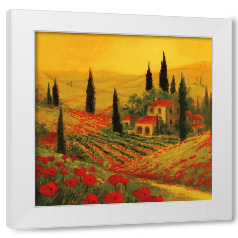 Poppies of Toscano II White Modern Wood Framed Art Print by Fronckowiak, Art