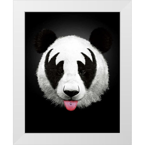Panda Rocks White Modern Wood Framed Art Print by Farkas, Robert