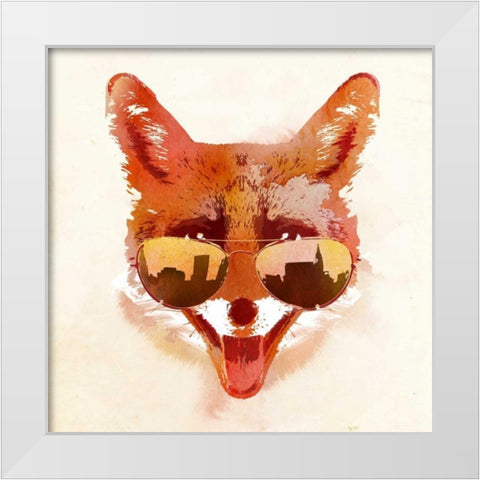 Big Town Fox White Modern Wood Framed Art Print by Farkas, Robert