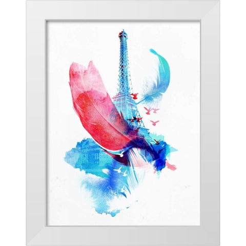 Pigeons of Paris White Modern Wood Framed Art Print by Farkas, Robert