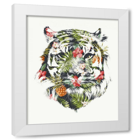 Tropical Tiger White Modern Wood Framed Art Print by Farkas, Robert
