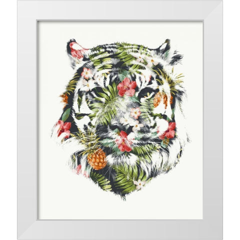 Tropical Tiger White Modern Wood Framed Art Print by Farkas, Robert