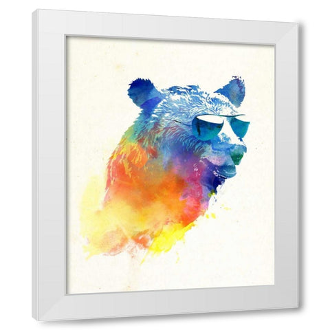Sunny Bear White Modern Wood Framed Art Print by Farkas, Robert