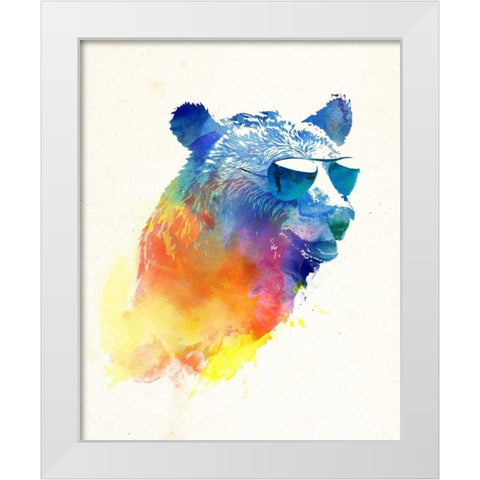 Sunny Bear White Modern Wood Framed Art Print by Farkas, Robert