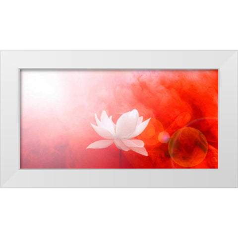 Lotus in Flames White Modern Wood Framed Art Print by Farzad, Bahman