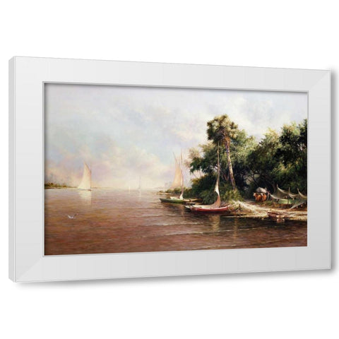 Fisherman Landing White Modern Wood Framed Art Print by Fronckowiak, Art